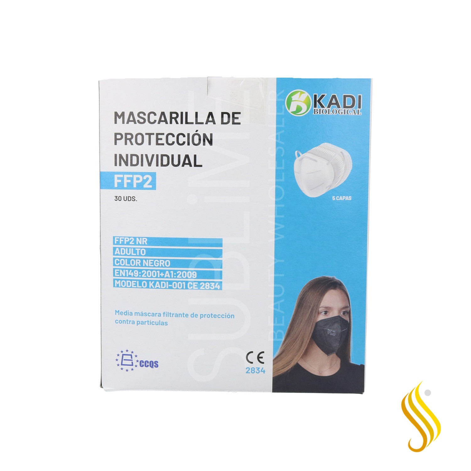 Mascarilla Facial Protección FFP2 1X30PCS (5 Capas) Negro