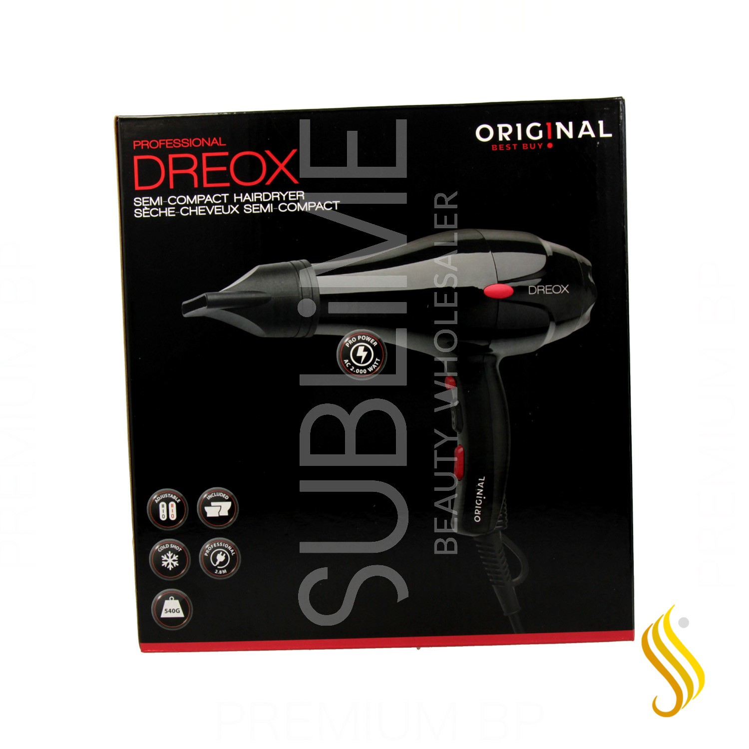 Secador de cabelo Sinelco Original Dreox Preto 2000 W
